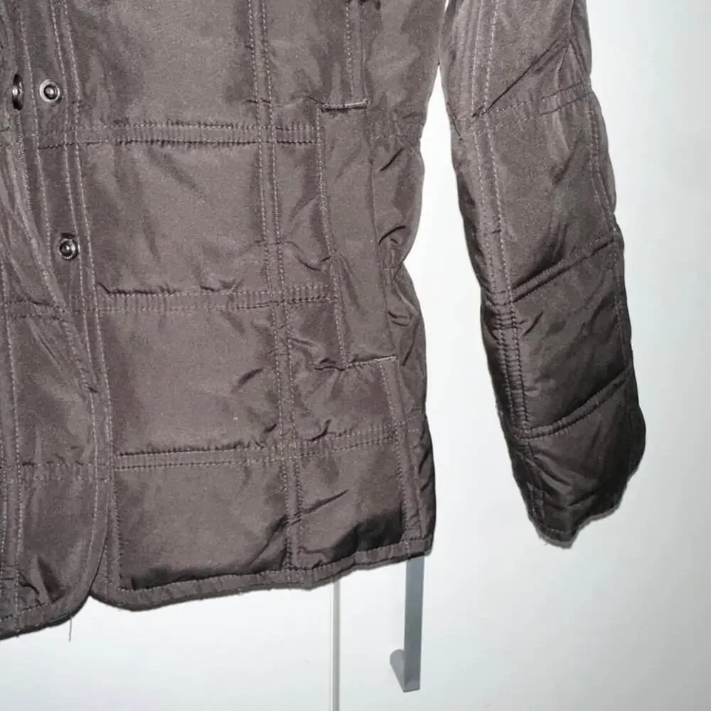 GIRLS Sz Medium GAP Jacket Winter Puffer with attached Fur Hood - Black